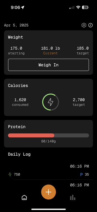 Shift - Calorie Tracker Screenshot 1 of 3