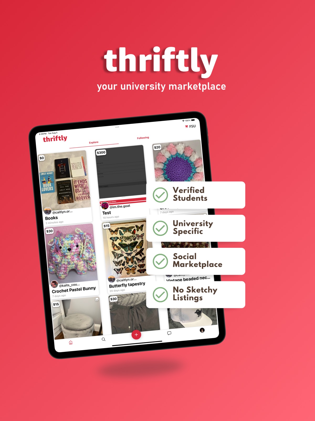 Thriftly - #1 College Market ipad screenshot 1