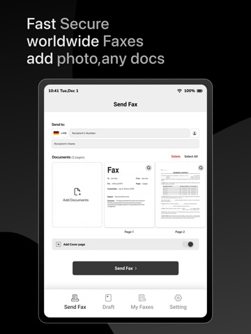 Send Fax : PDF and Docs iPad screenshot