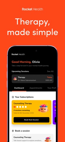 Rocket Health: Online Therapy iPhone screenshot