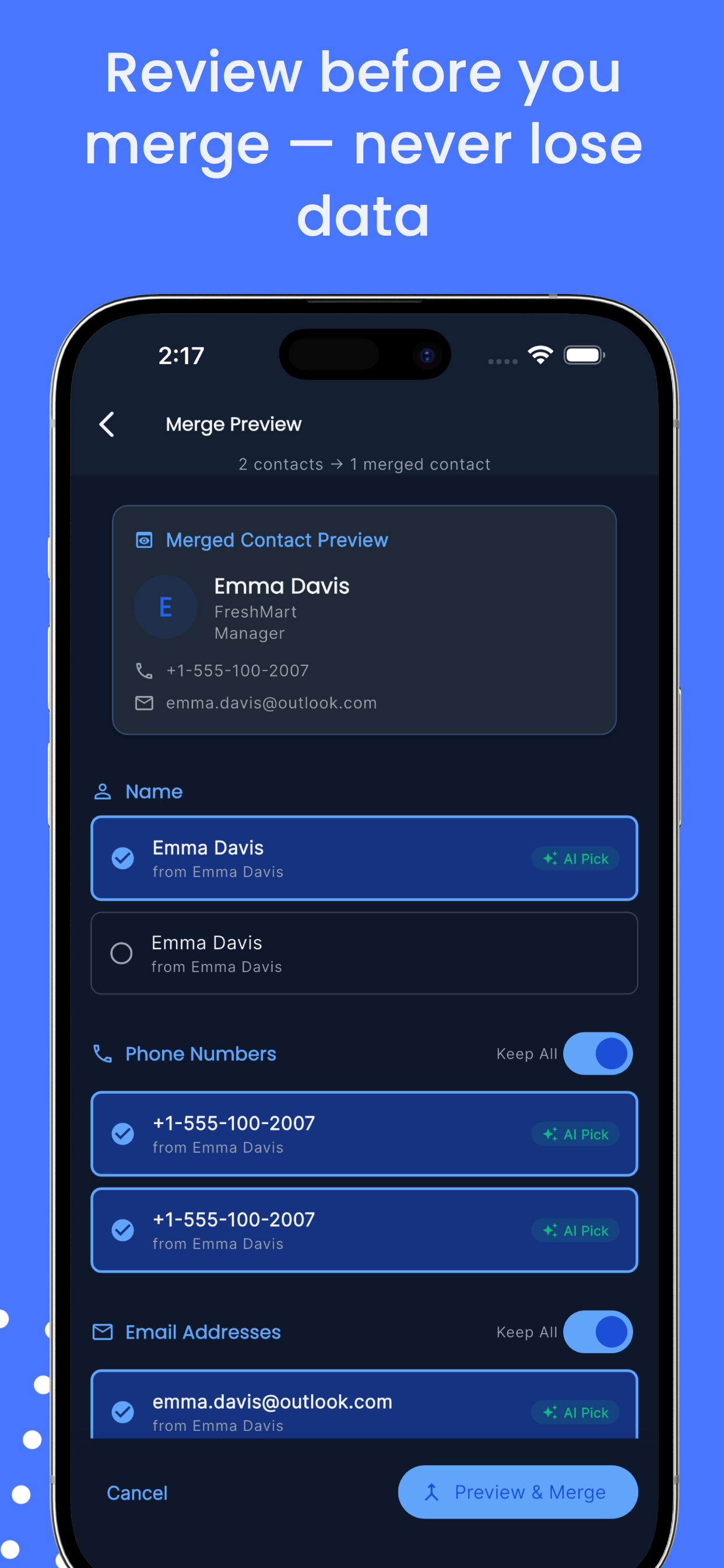 Vertex: Merge Contacts screenshot 5