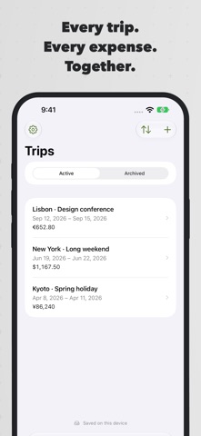 Trip Receipts app screenshot