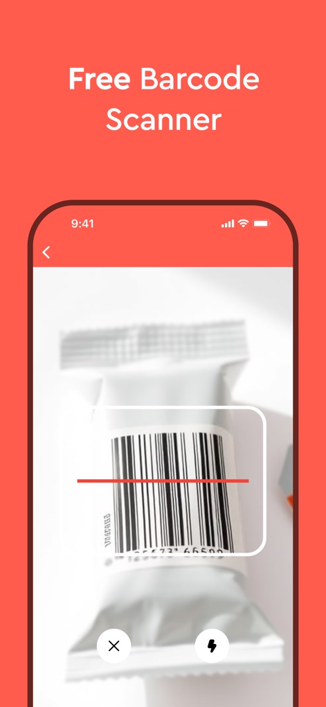 Macros - Calorie Counter - This screenshot showcases the integrated barcode scanner, enabling rapid food entry by recognizing product barcodes with a clear scanning interface.