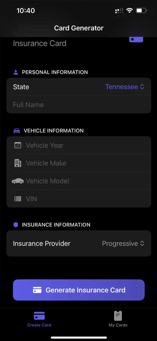 Screenshot #1 pour Insurance Card