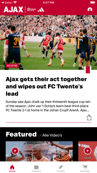 Ajax Official App Screenshot