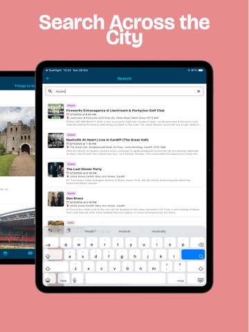 The Cardiff App, Whats On? iPad screenshot