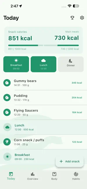 Calorie Diary: Snack Tracker screenshot 1