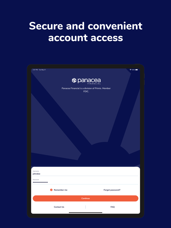 Panacea Mobile Banking iPad screenshot 4 - Finance app
