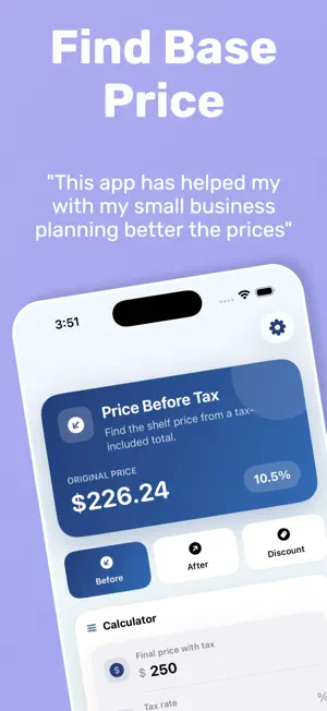 Price Before Tax - Calculator screenshot 1