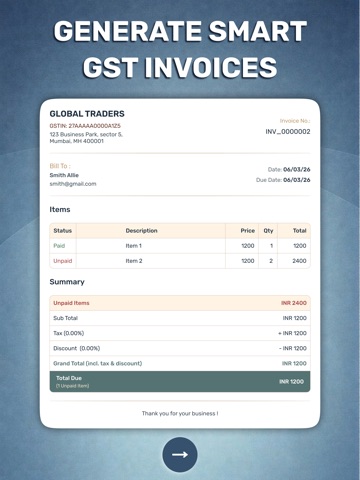 Smart GST Invoice Generator iPad screenshot