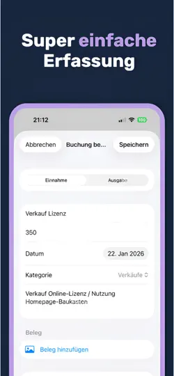 Screenshot von Einnahmen-Ausgaben-Tracker EÜR auf dem iPhone 4