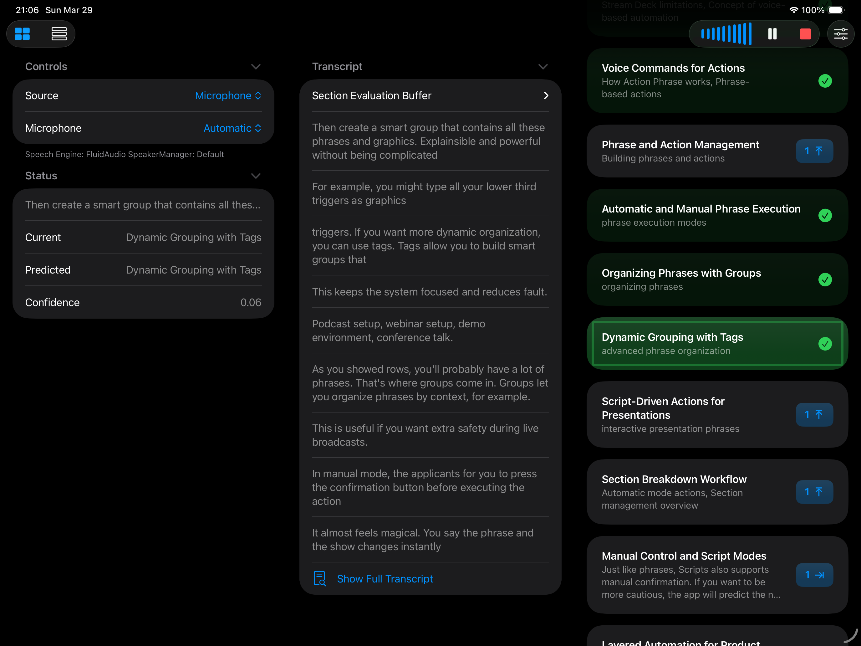 Action Phrase - Voice Control