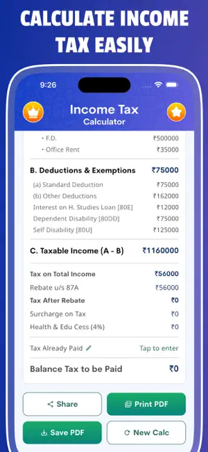 Income Tax Calculator 2026 screenshot 2