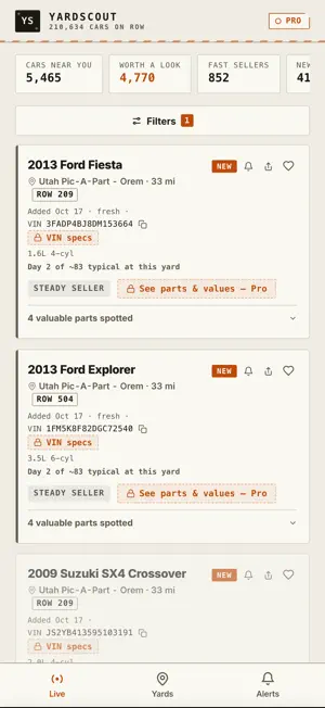 YardScout: Junkyard Parts screenshot 1