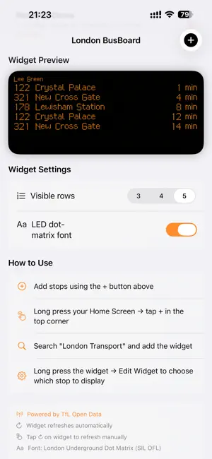London BusBoard Widget screenshot 3