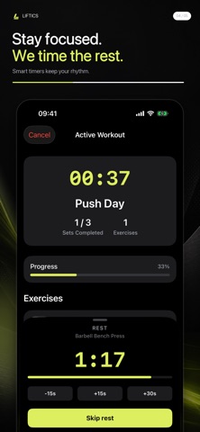 Liftics: Gym Workout Tracker iPhone screenshot