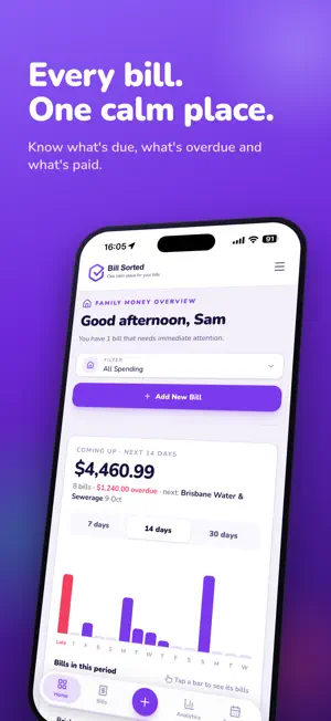 Bill Sorted: Bill Tracker screenshot 1