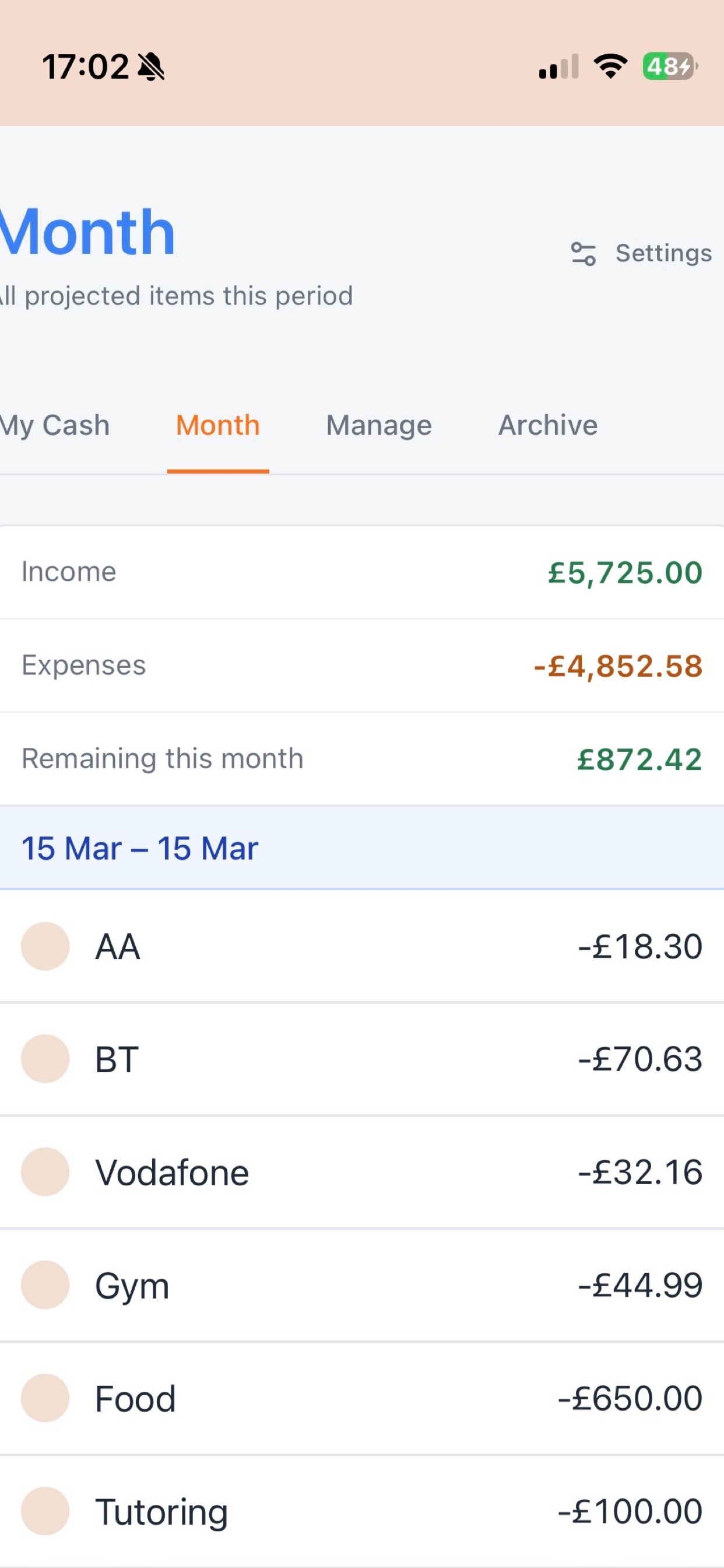 My Cash Flow