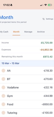 My Cash Flow screenshot
