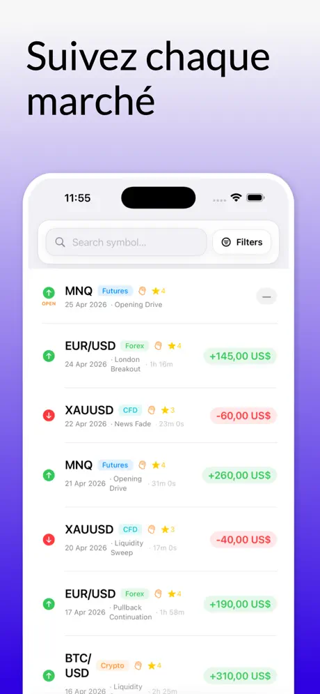 MyEdge Journal de Trading — capture d'écran iPhone 3