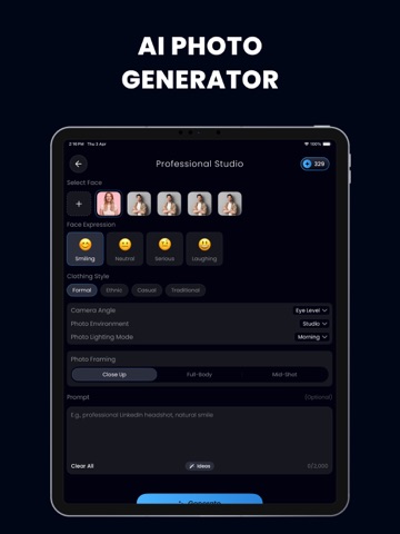 Professional AI Headshot: HPIX iPad screenshot