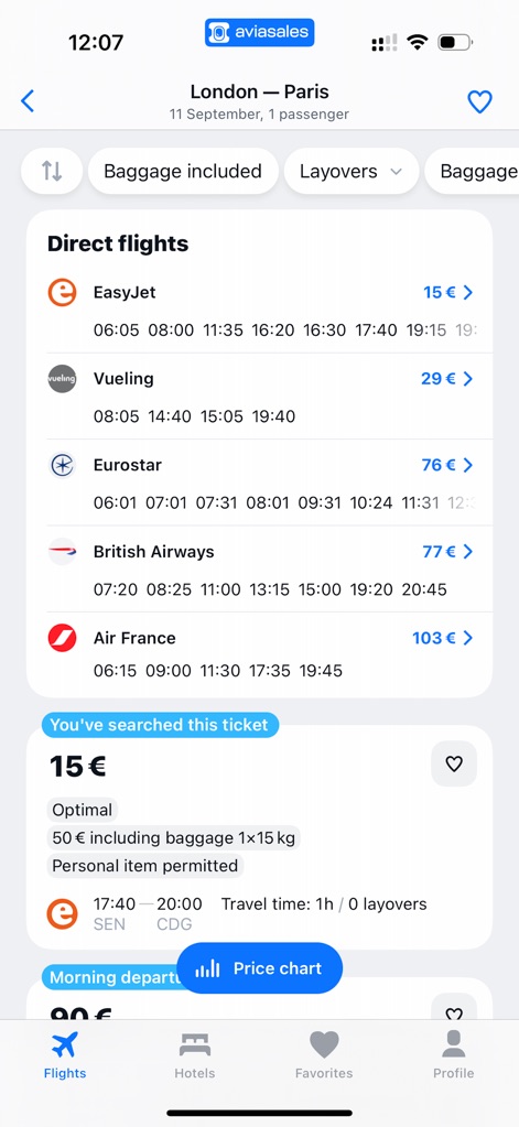 Aviasales — Book cheap flights - Direct Flight Comparison