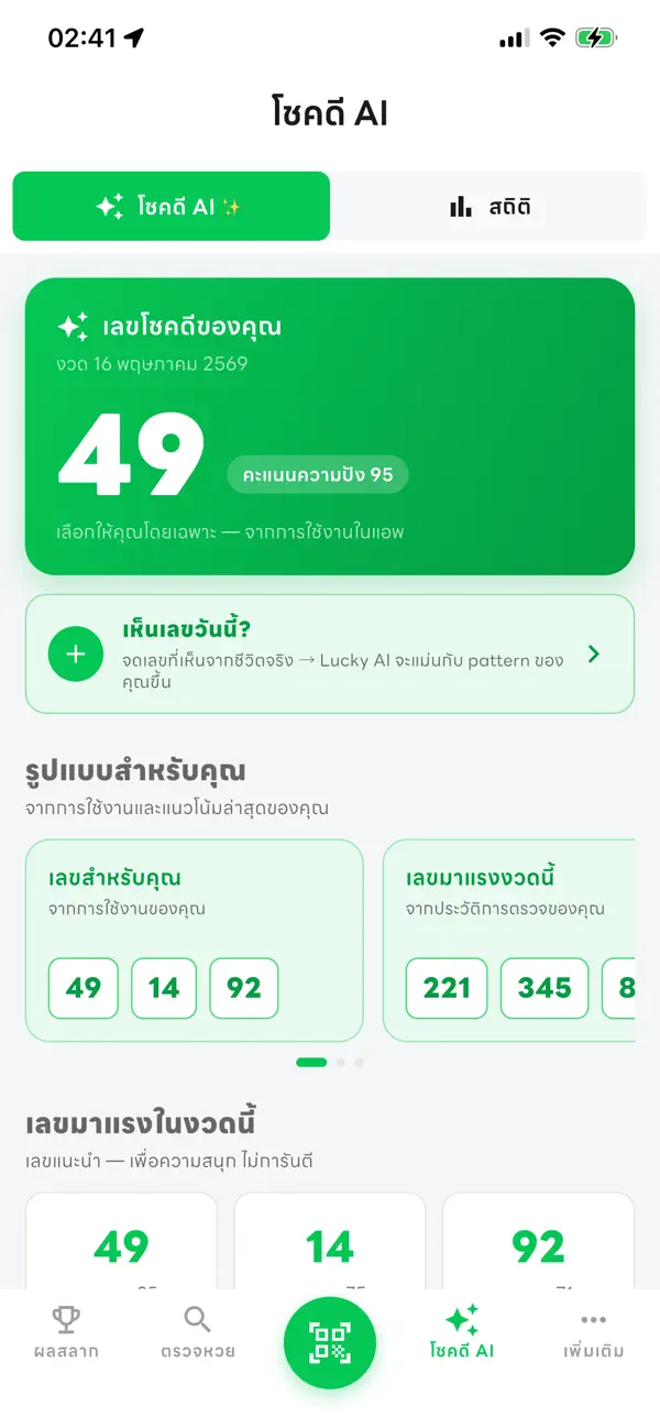 Screenshot #1 pour ตรวจหวย QRCode โชคดี AI