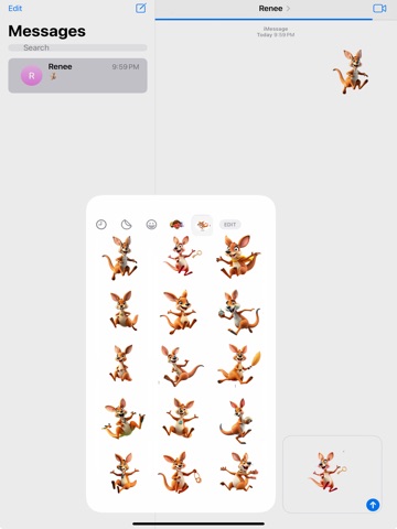 Jumping Kangaroo Stickers iPad screenshot