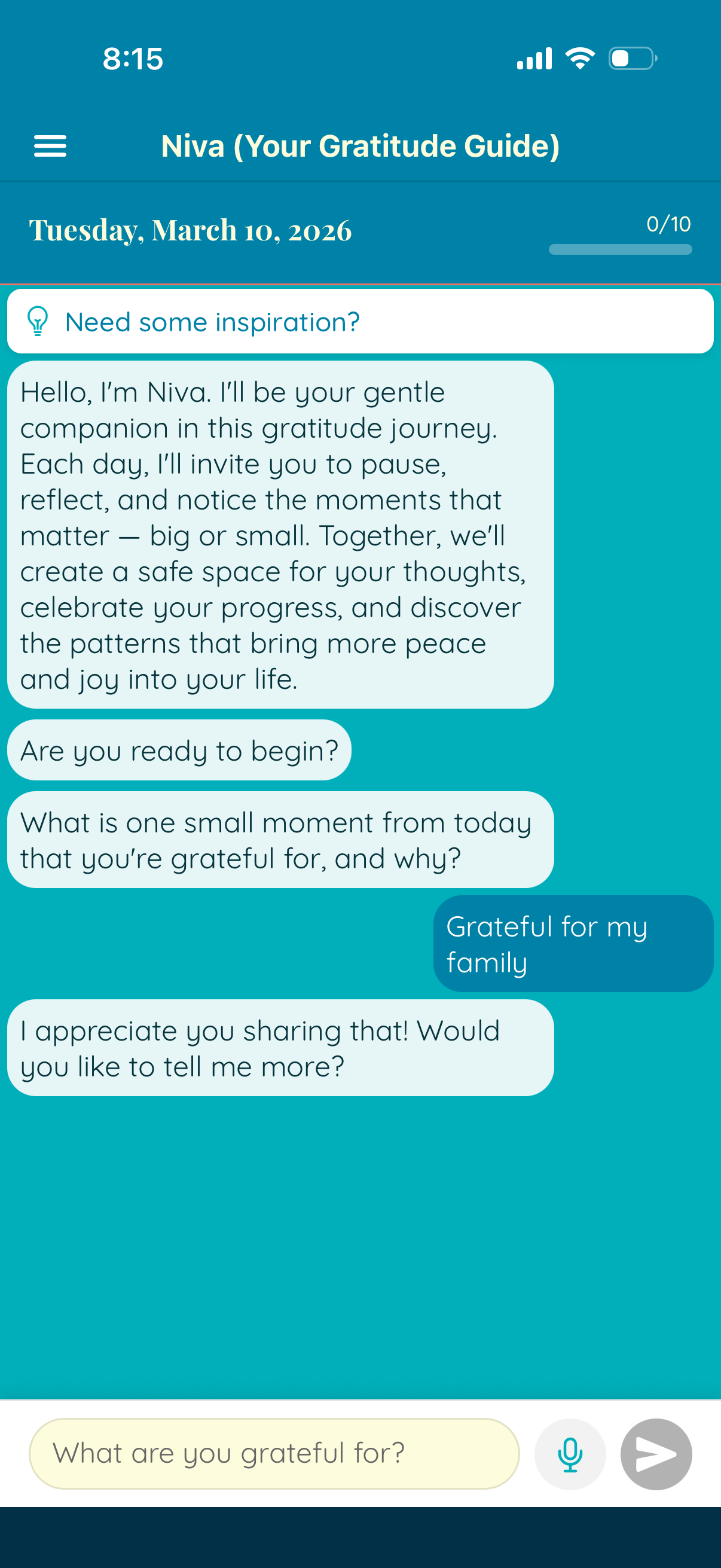 Niva: AI Gratitude Journal screenshot 2