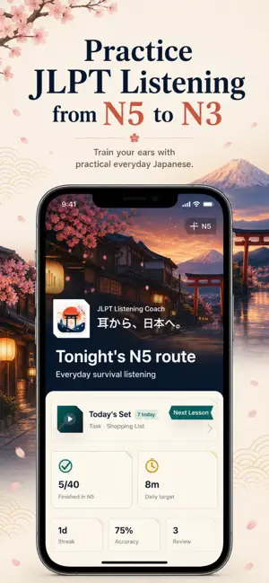 JLPT Japanese Listening screenshot 1