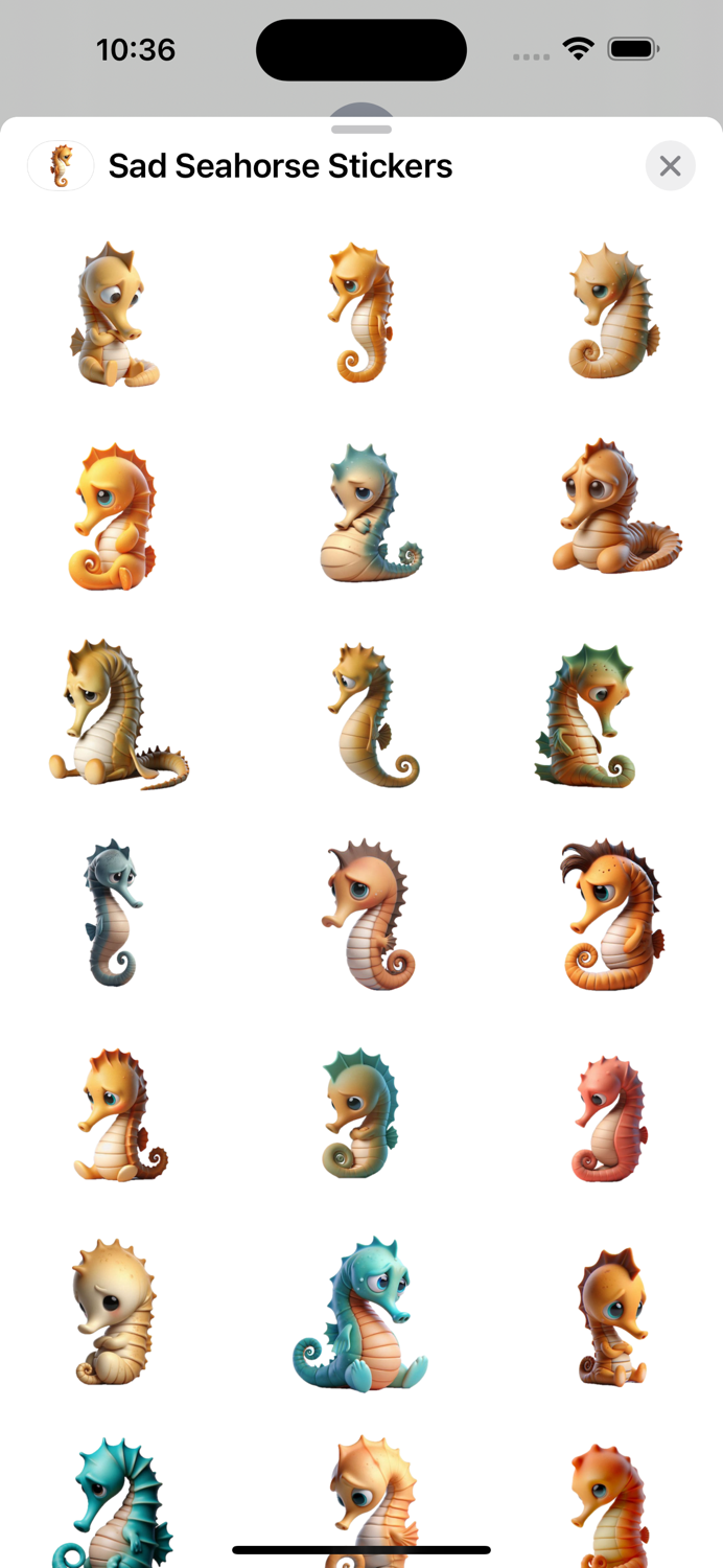 Sad Seahorse Stickers