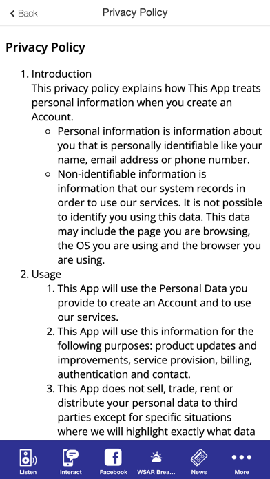 WSAR 1480AM 95.9FM iPhone screenshot 5 - News app