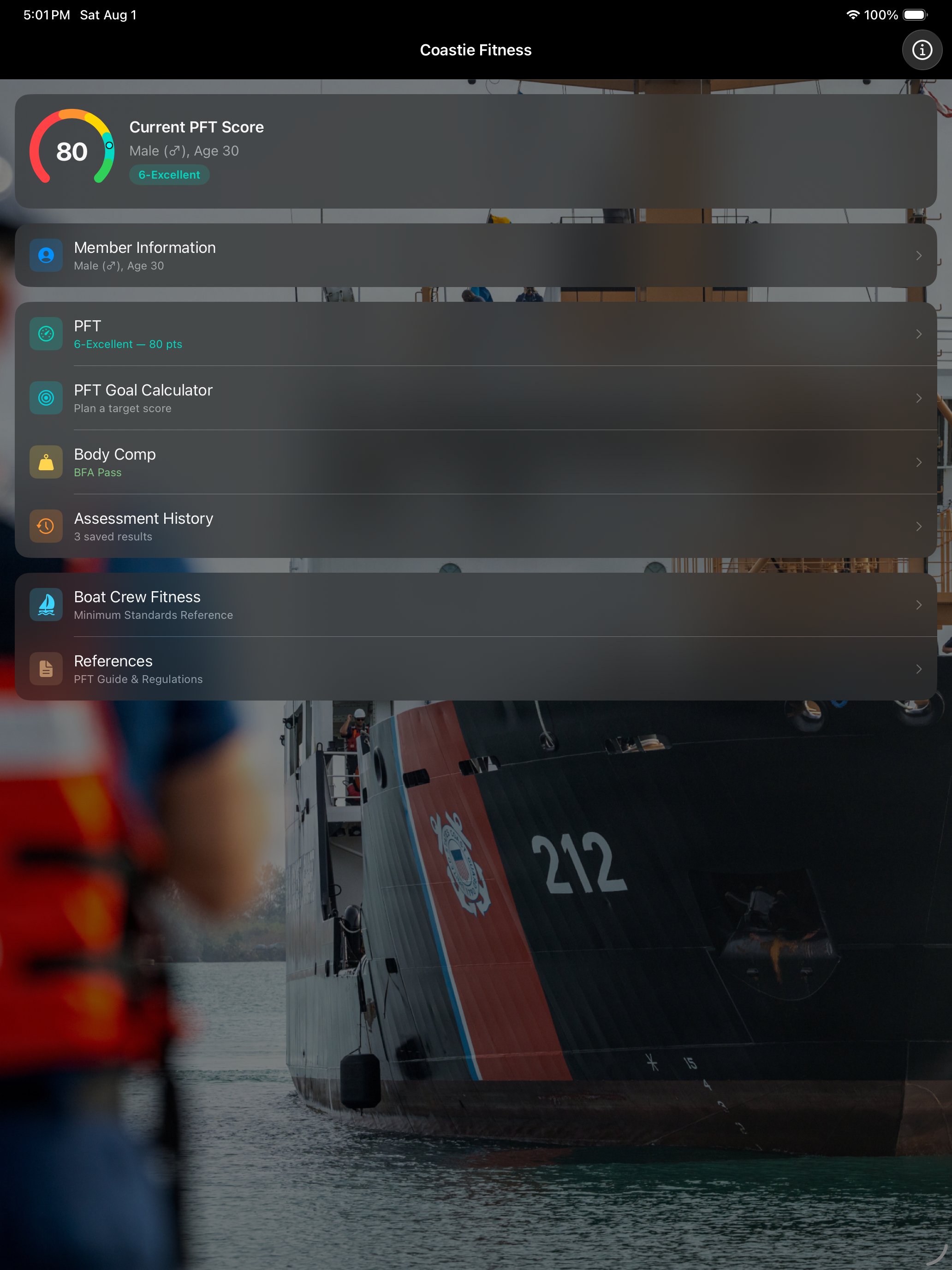 Coast Guard Fitness Calculator screenshot 11