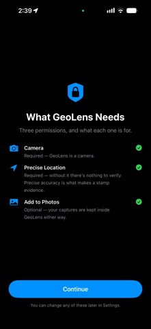 GeoLens — Geotag Camera Screenshot 1 of 8