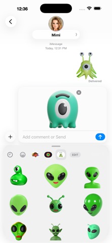 Cute Green Alien - WAStickers screenshot