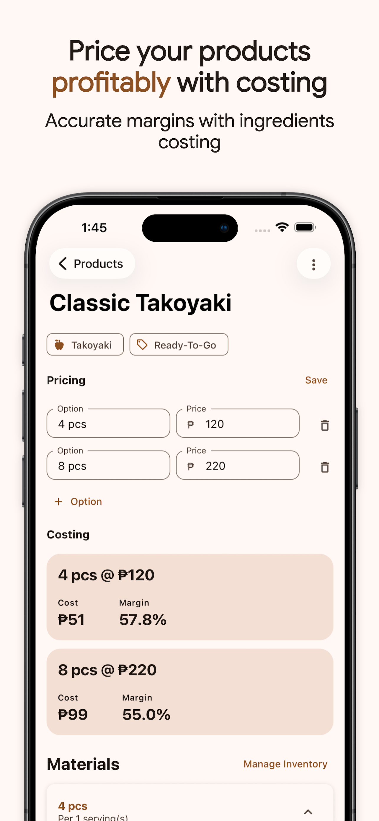 TakoPOS: Food Cost & Inventory screenshot 5