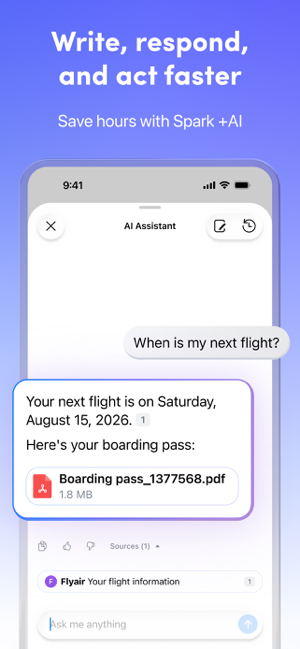 Spark AI Email & Calendar Screenshot