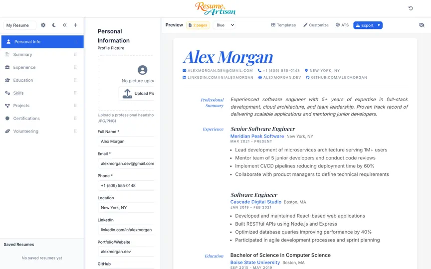 Capture d'écran de Resume Artisan: CV Builder sur iPhone 6