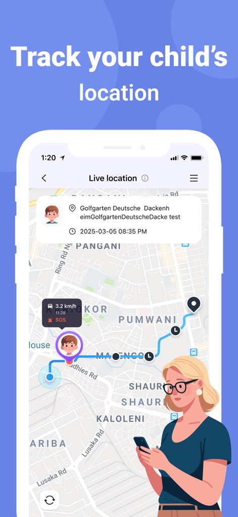 FamiSafe: Parental Control App - Esta característica muestra la "Live location" en tiempo real en un mapa detallado y notifica "SOS" si el niño se siente inseguro.