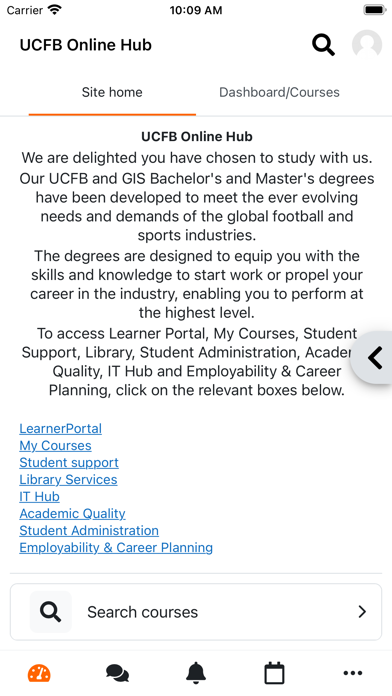 UCFB Online Hub Screenshot