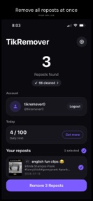 Repost Remover — TikRemover screenshot