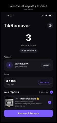 Repost Remover — TikRemover