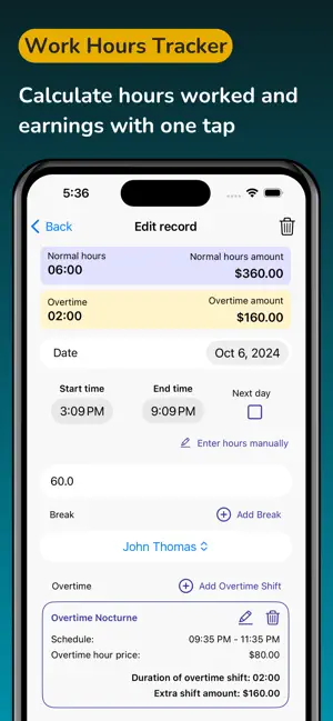 Work Hours Tracker & Paycheck screenshot 1