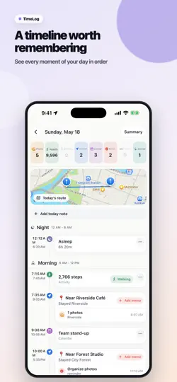 Скриншот TimeLog: Auto Diary & Timeline на iPhone 1
