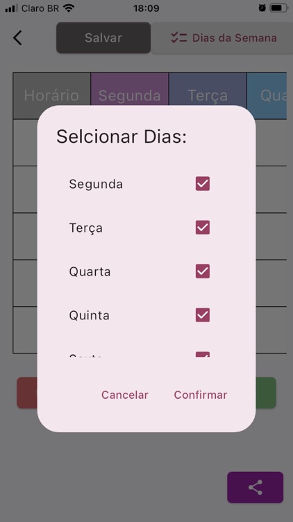 Horário das Aulas Pro