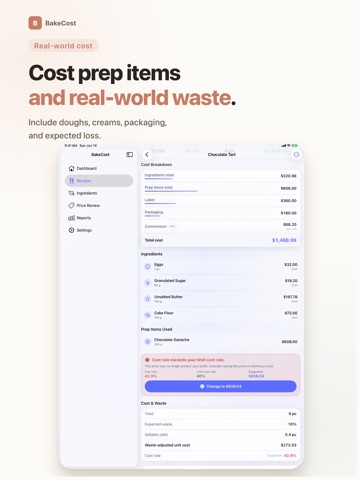 Recipe Costing - BakeCost iPad screenshot