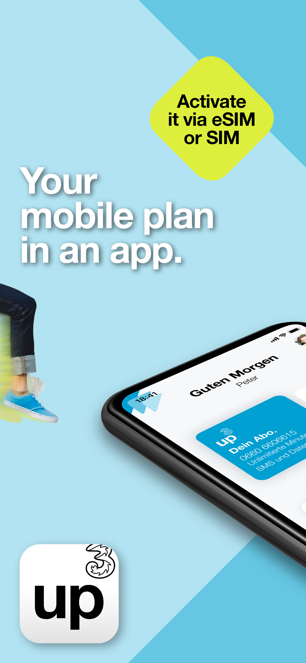 up3 phone plan via SIM & eSIM