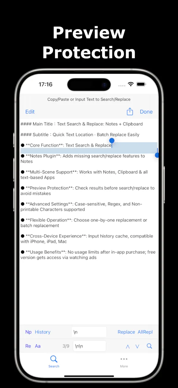 #5. Text Search Replace: Notes (iOS) De: 杨军 朱