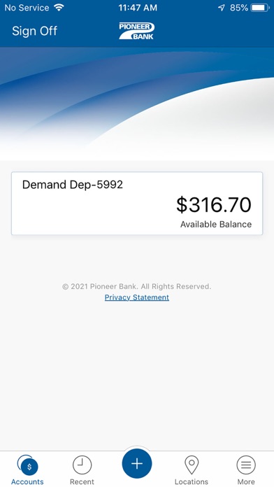 Pioneer Bank Mobile App Screenshot