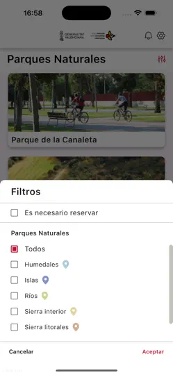Captura de pantalla de Gva Parcsnaturals en iPhone 3